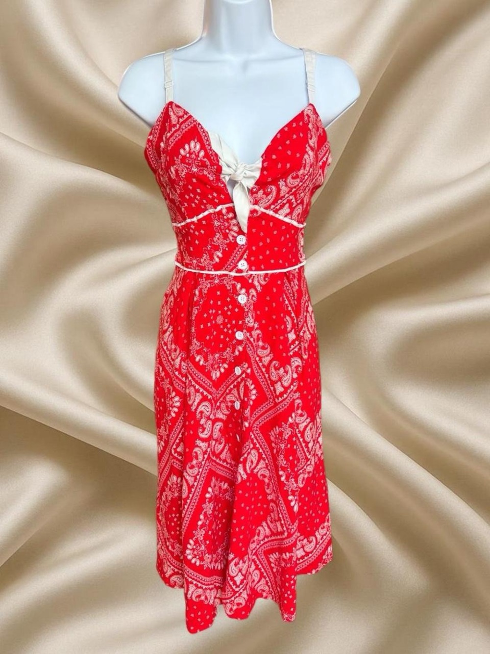 Unique Vintage Red Paisley Bandana Dress